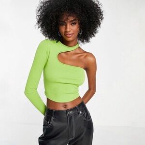 𝗕𝗲𝗿𝘀𝗵𝗸𝗮 Ribbed Cutout Asymmetrical Top